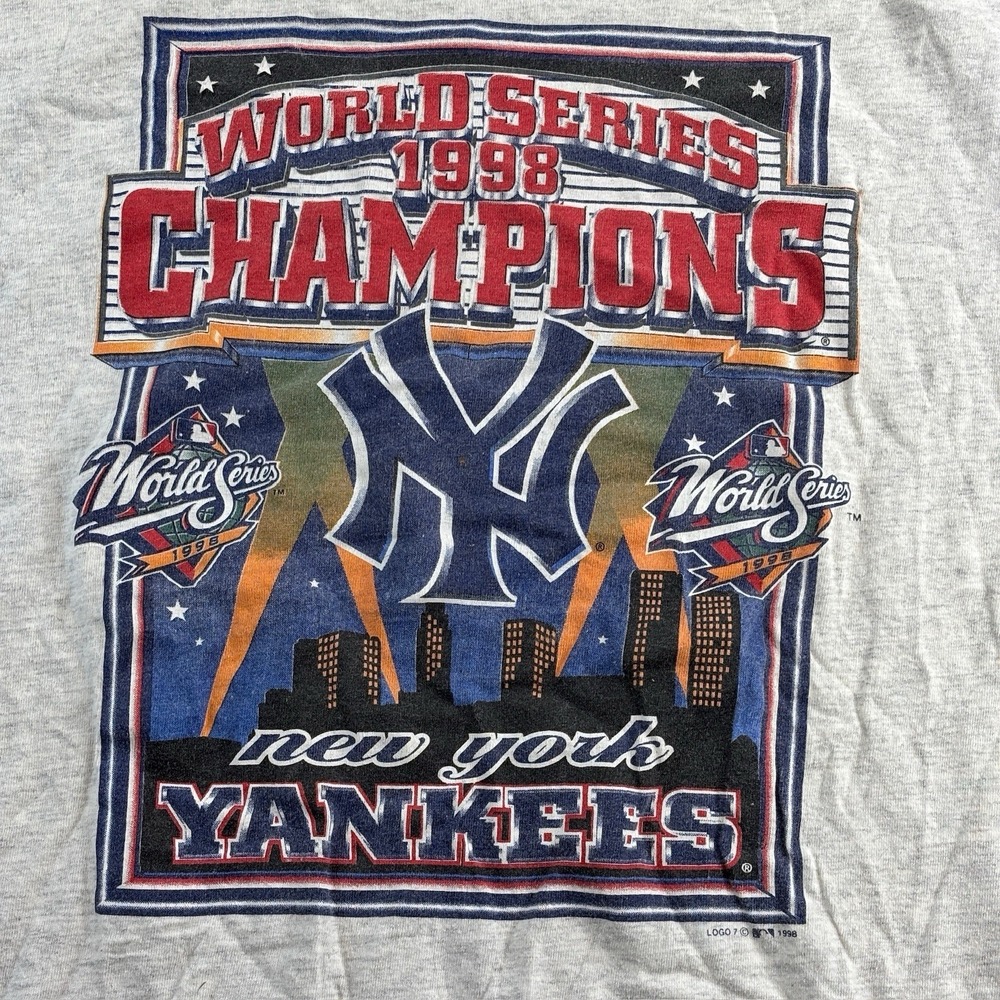 VTG New York Yankees 1998 World Series Champions T Shirt MLB Grey Mens Xl - Picture 3 of 11